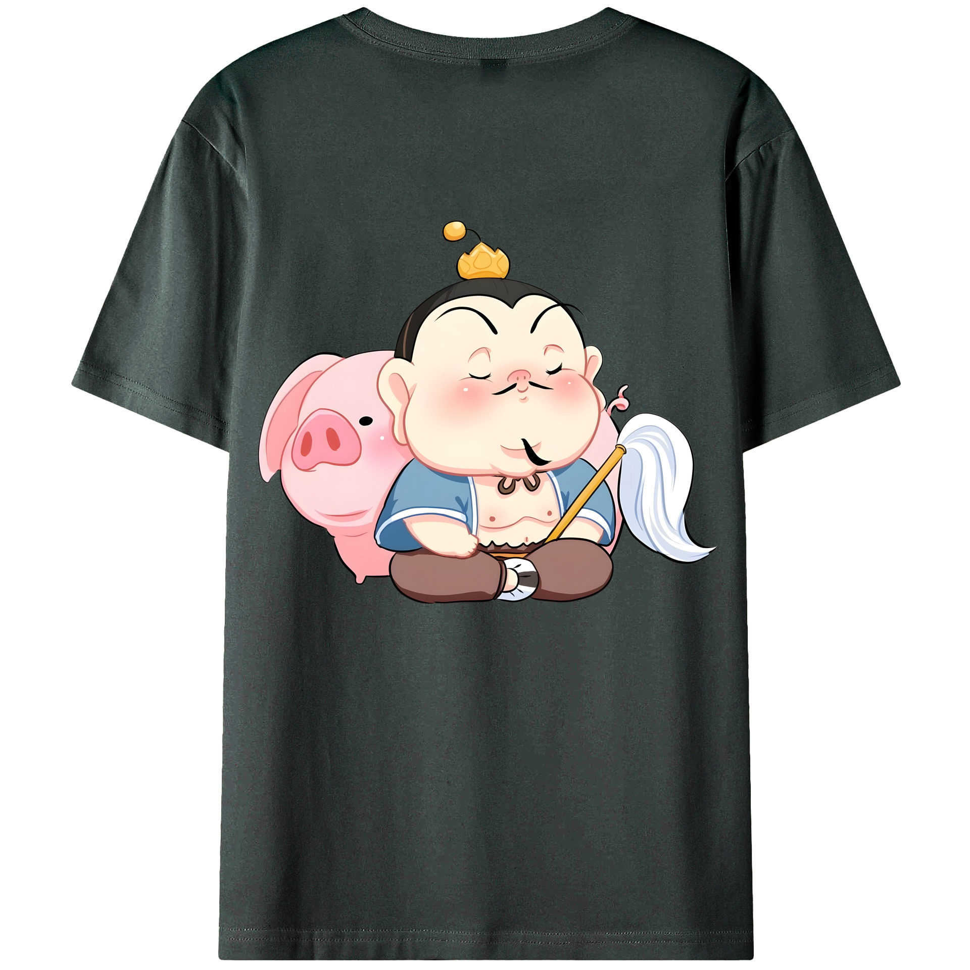 （画像用） Ne Zha 2 ナタ 魔童の大暴れ 綿100％ メンズ半袖Tシャツ（バックプリント） 通気性
